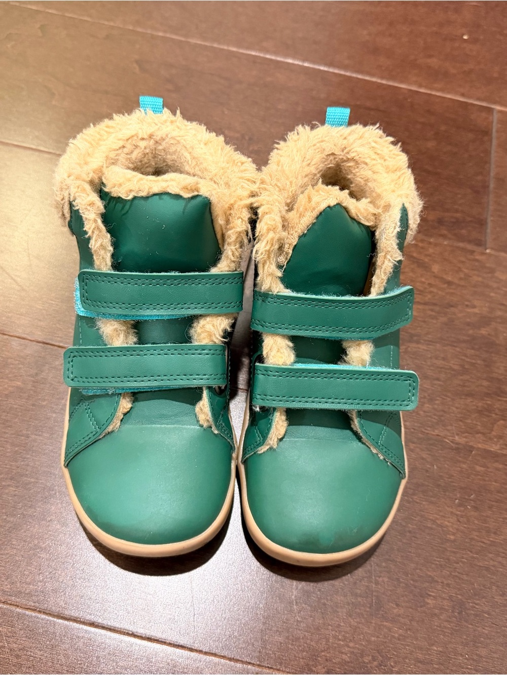 Ten Little Children's Green Faux-Fur Lined Velcro Boots
